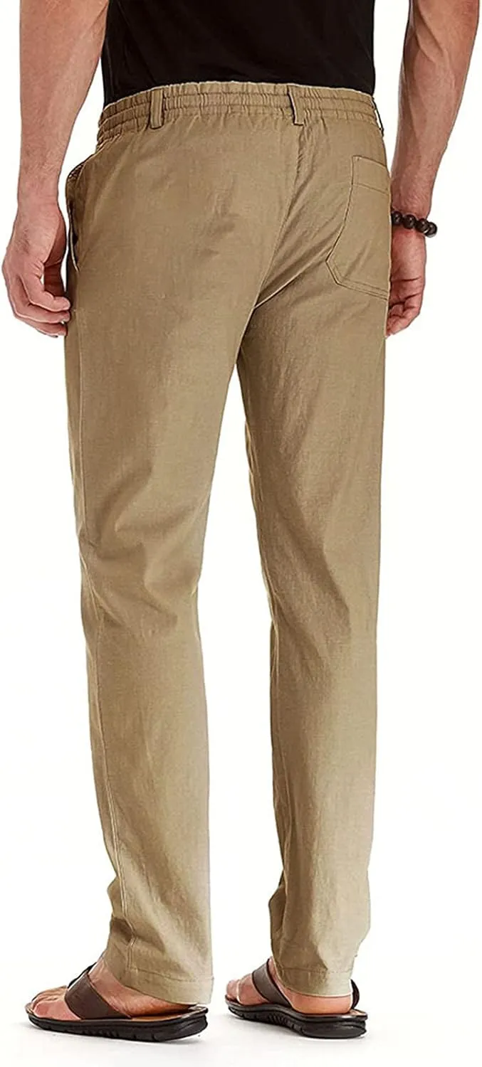 Mens Athletic Sweatpants Casual Straight Leg Trouser Elastic Waist Drawstring Cotton Jogger Running Pants with Pocket