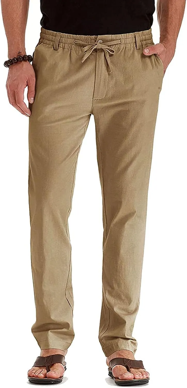 Mens Athletic Sweatpants Casual Straight Leg Trouser Elastic Waist Drawstring Cotton Jogger Running Pants with Pocket