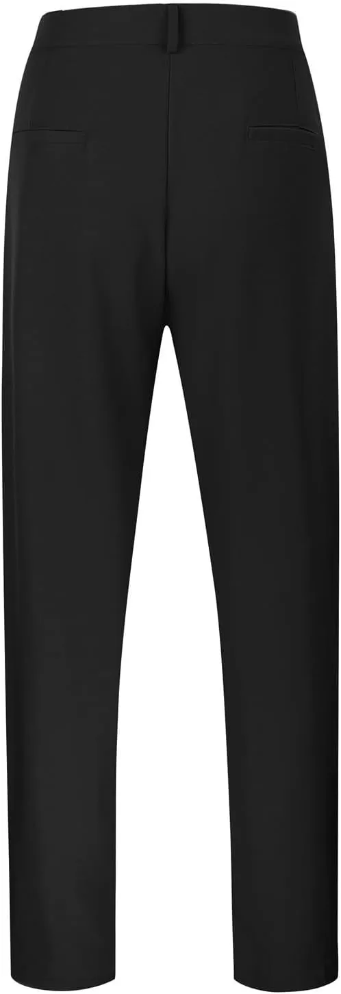 Men's Business Dress Suit Pants Baggy Pleated Front Trousers Plain Fashion Outdoor Straight Wide Leg Slacks