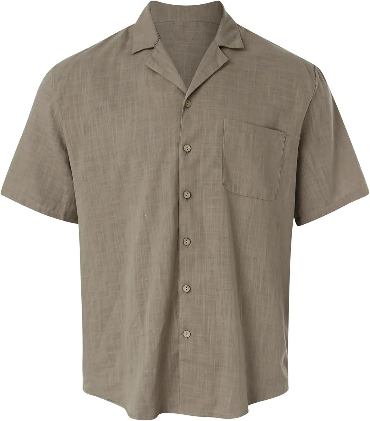 Mens Button Down Shirts Summer Casual Beach T-Shirts Short Sleeve V-neck Lapel Tops Solid Color Loose Comfy Tees