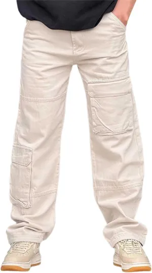 Mens Cargo Pants Casual Button Up Srtetch Waist Jogger Multi Pockets Outdoor Hiking Work Sweatpants Hip Hop Trousers