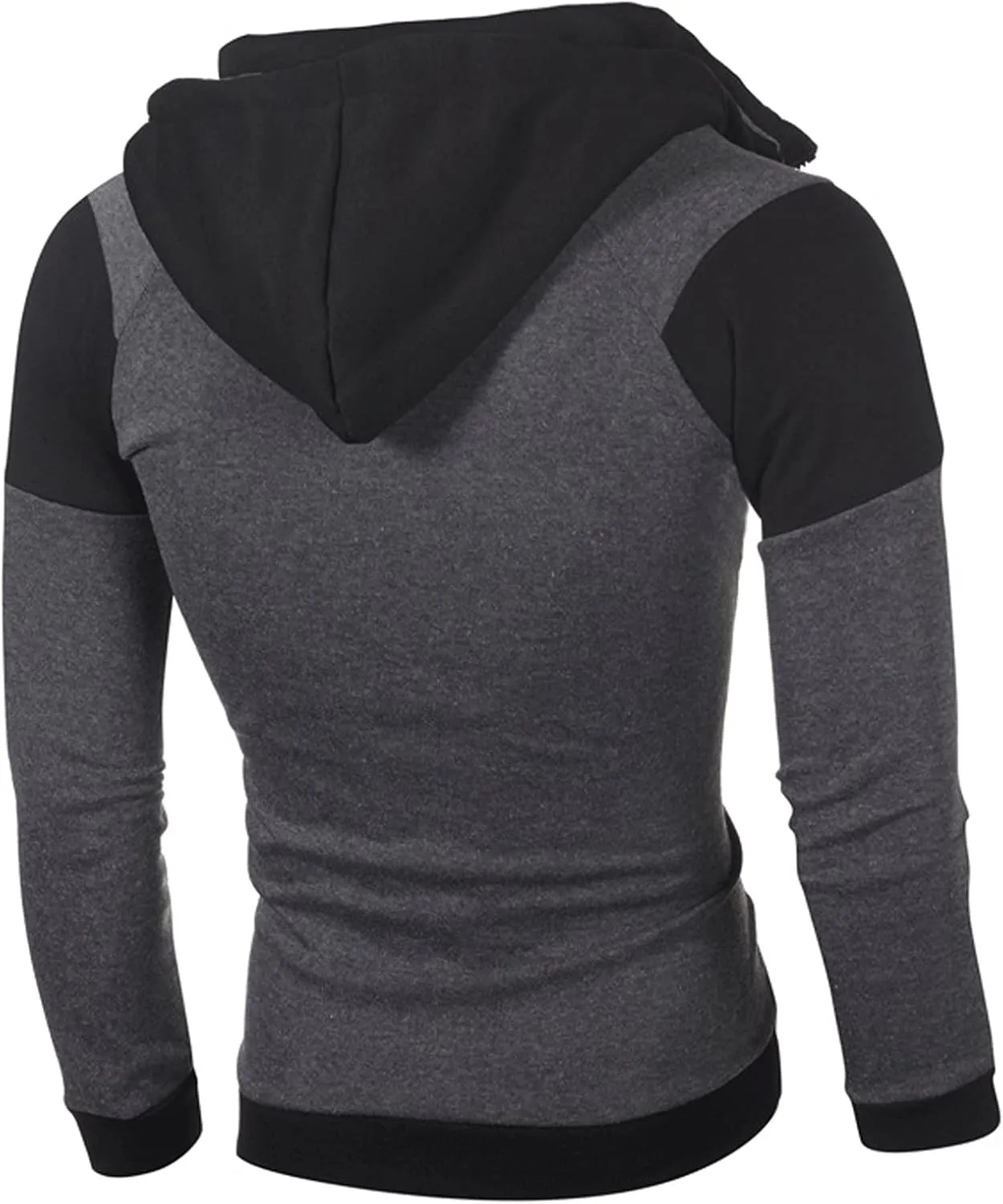 Mens Casual Hoodies Pullover Fake Two-Piece Sports Sweatshirt Long Sleeve Zipper Hooded Jacket Coats Hoodies