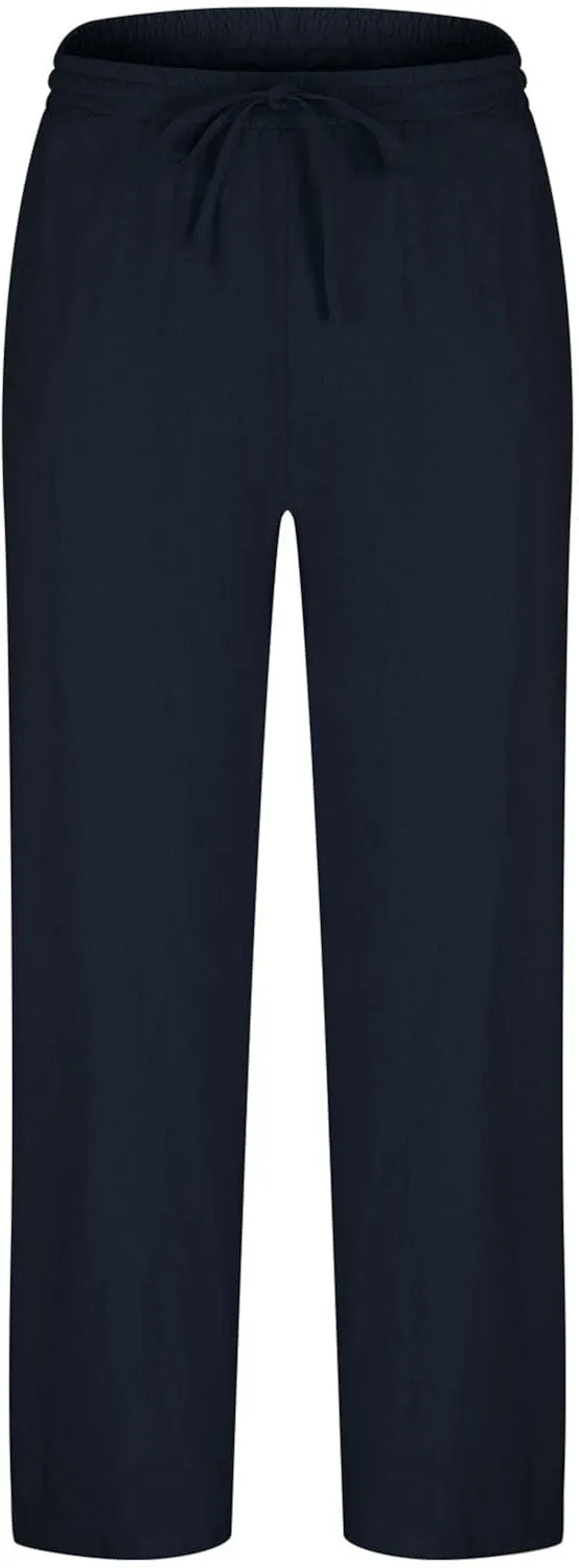 Mens Casual Linen Pants Elastic Drawstring Waist Straight-Legs Slacks Summer Yoga Outdoor Beach Vacation Trousers