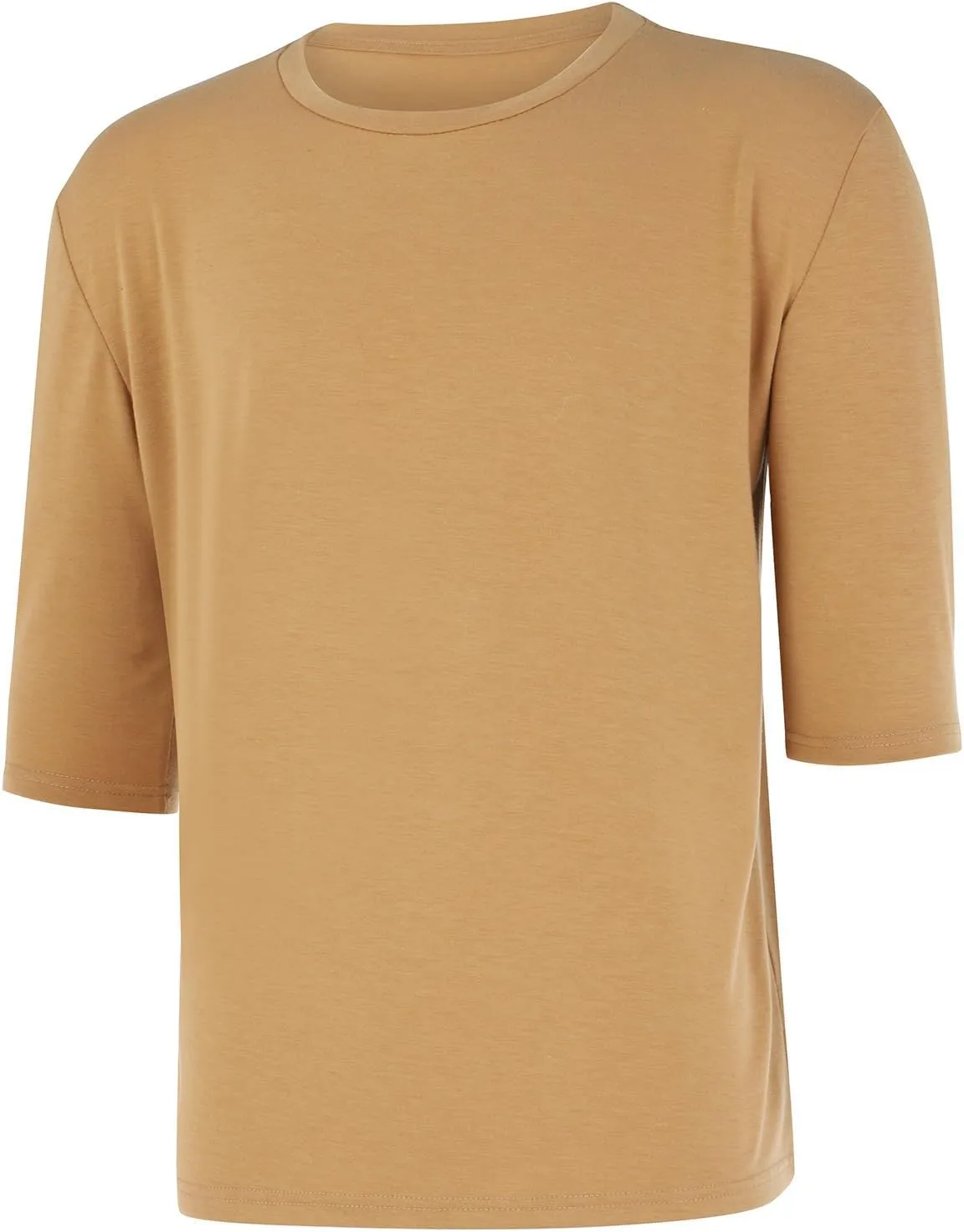 Men's Casual T-Shirts 3/4 Sleeve Crew Neck Athletic Gym Tees Stretch Slim Solid Baggy Sport Fitness Workout Shirts