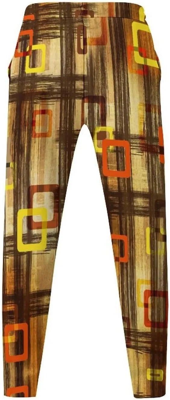 Men's Color Block Slacks Irregular Plaid Printed Casual Pants Beach Vacation Pants Elastic Waist Spring Trousers