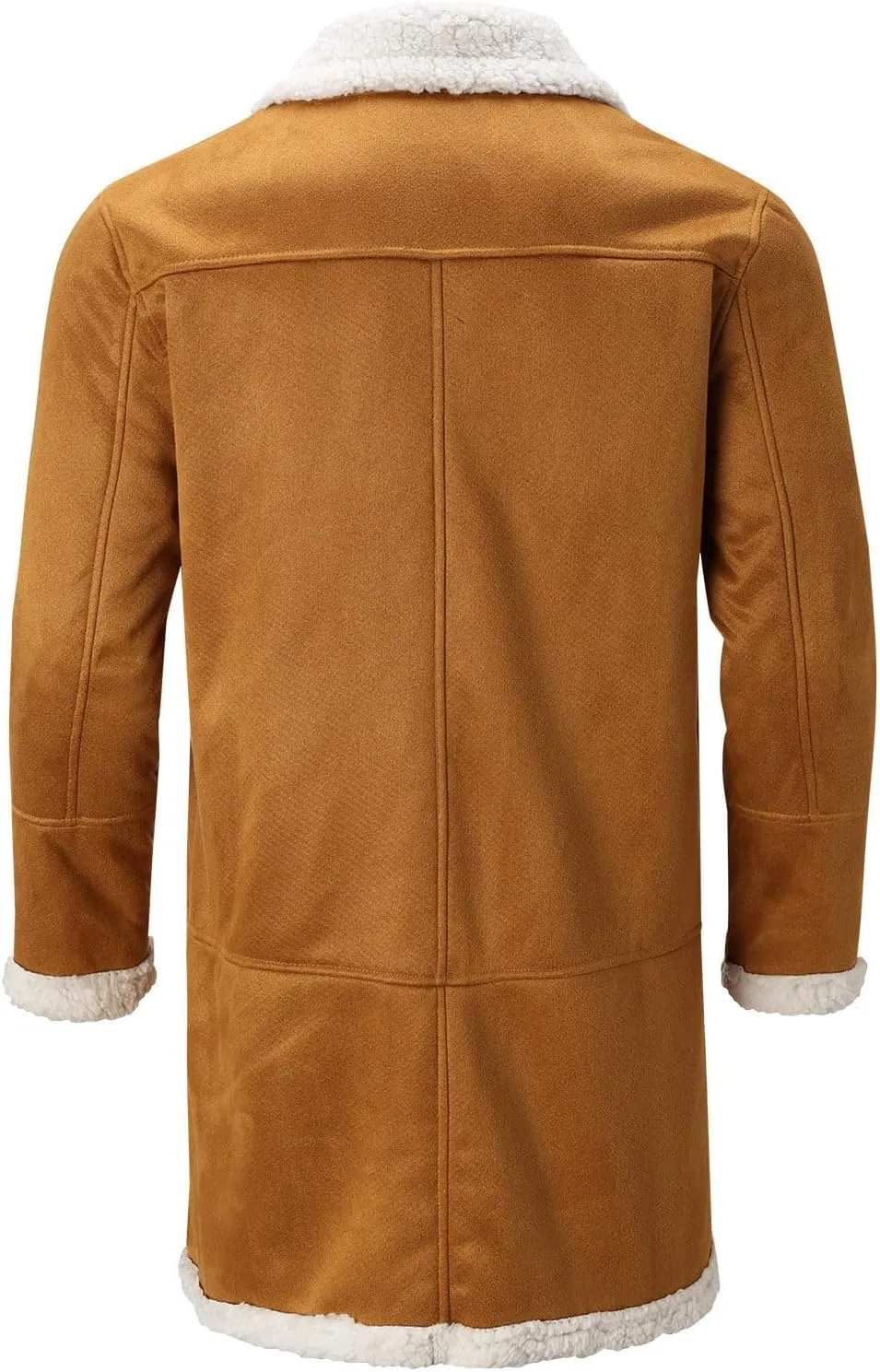 Mens Faux Sherpa Fleece Lined Long Jackets Winter Fur Collar Trench Coat Big and Tall Outwears with Pockets