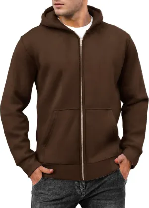 Mens Full Zip Sweatshirts Oversized Fleece Lined Casual Hoodies Training Athletic Hooded Pullover Jacket with Pockets