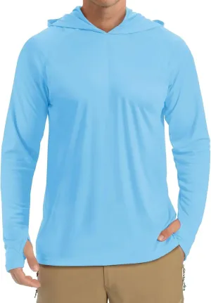 Mens Hooded Outdoor Athletic Tops Sun-Proof Fishing Shirts Dry Fit Gym Running Workout Pullover Casual T-Shirts