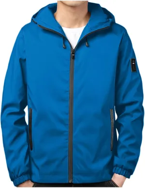 Men's Lightweight Softshell Hooded Jacket Waterproof Rain Shell Jacket for Golf Cycling Hiking Windbreaker
