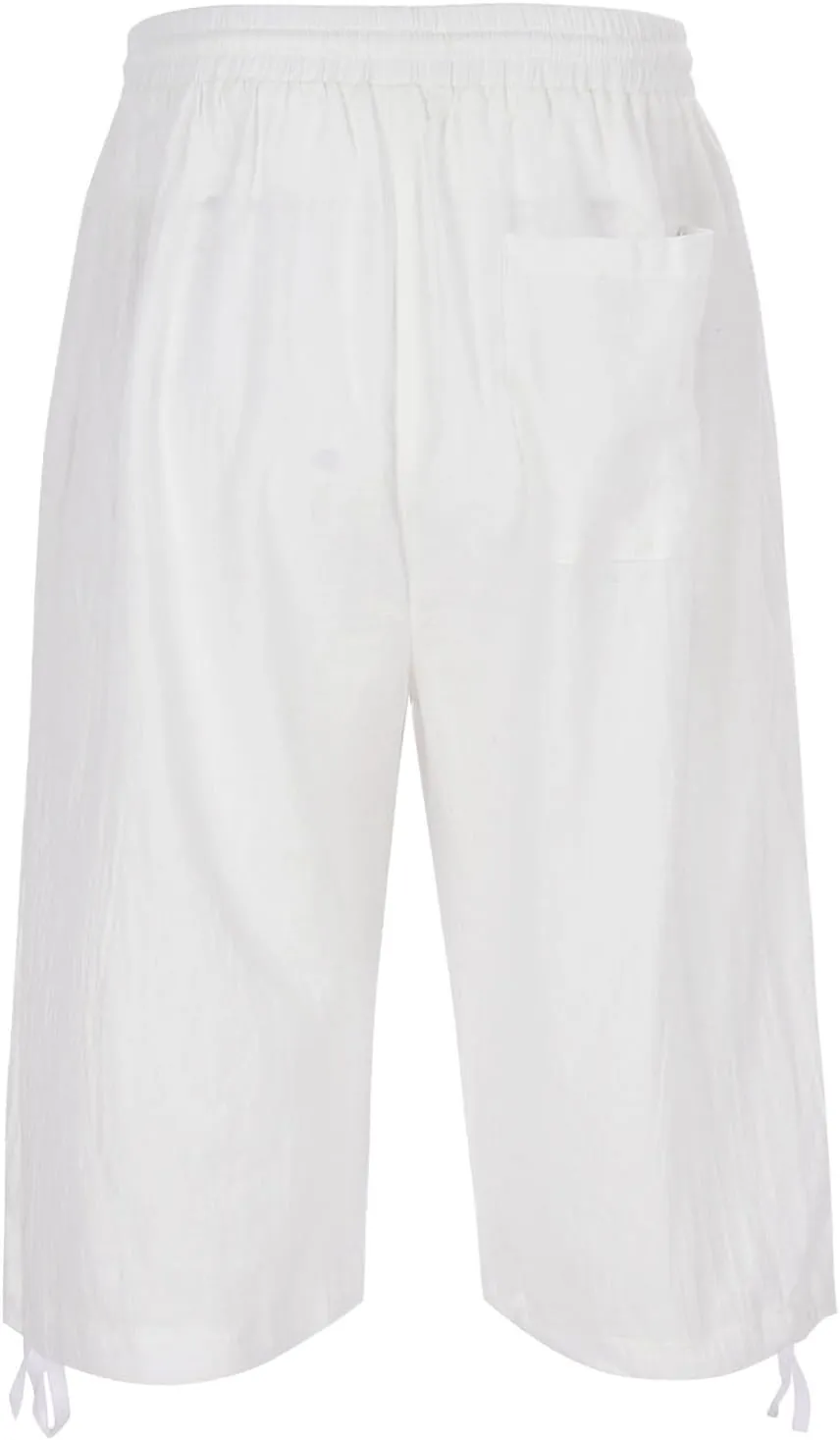 Mens Linen Capri Pants Casual Lightweight Trendy Drawstring Elastic Waist Short Pants Baggy 3/4 Beach Yoga Trousers
