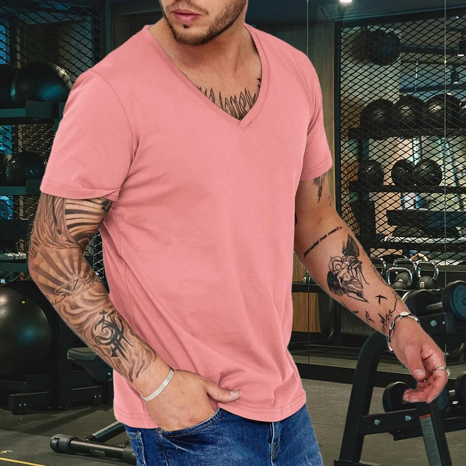 Men's Muscle T-Shirts Casual Thin Breathable Quick Dry Sweat Shirt Wicking Short Sleeve Tee Top UPF 50  Swim T Shirts