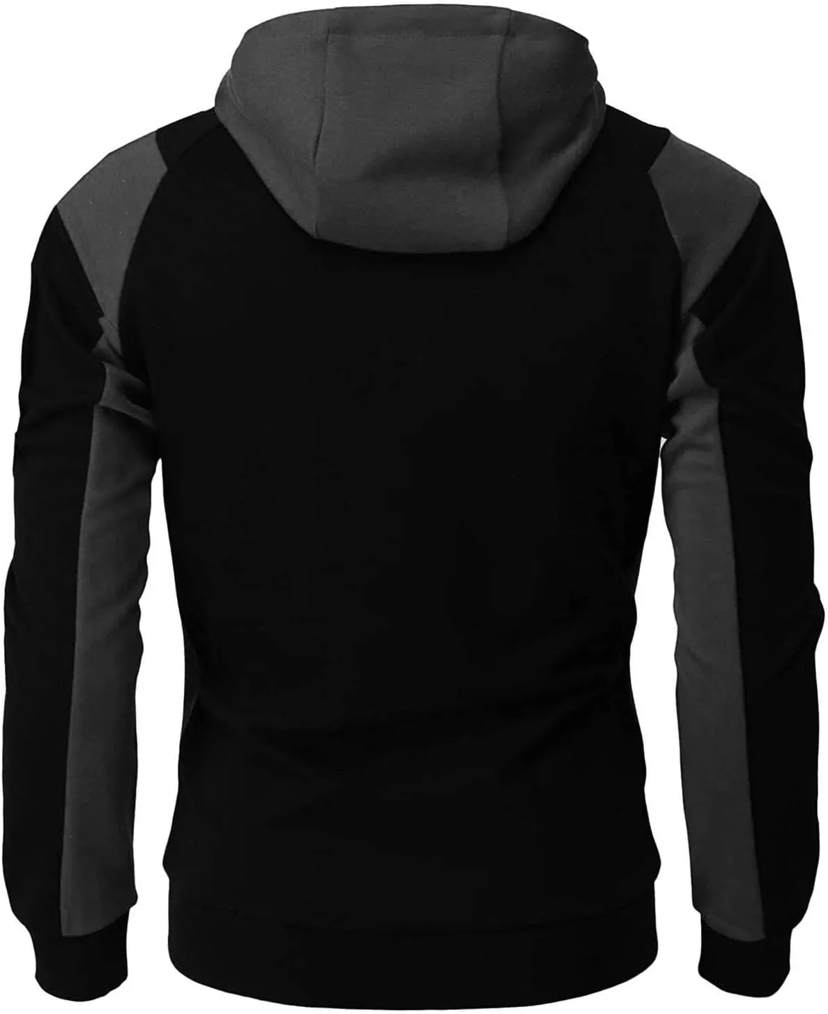 Men's Novelty Patchwork Casual Hoodies Full Zip Long Sleeve Drawstring Athletic Sweatshirts Gym Workout Hooded Jacket