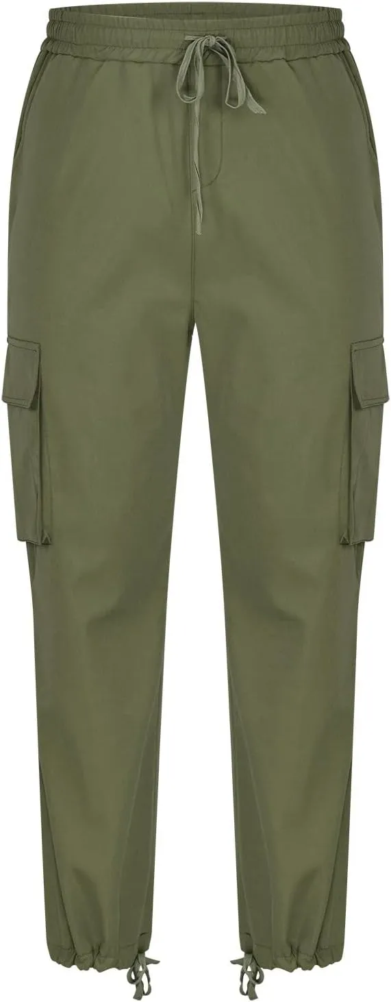 Mens Pants Casual Cotton Multi Pockets Solid Plush Thickened Cargo Pants Performance Utility Trousers Sweatpants