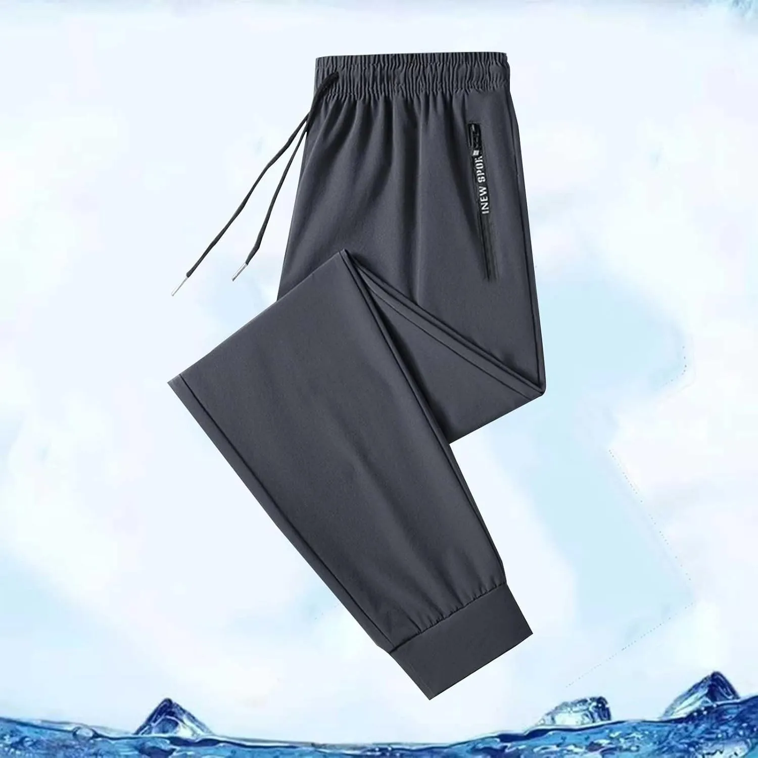 Mens Pants Casual Relaxed Fit Stretch Ice Silk Joggers Unisex Stretch Quick Drying Pants Silm Breathable Sports Pant