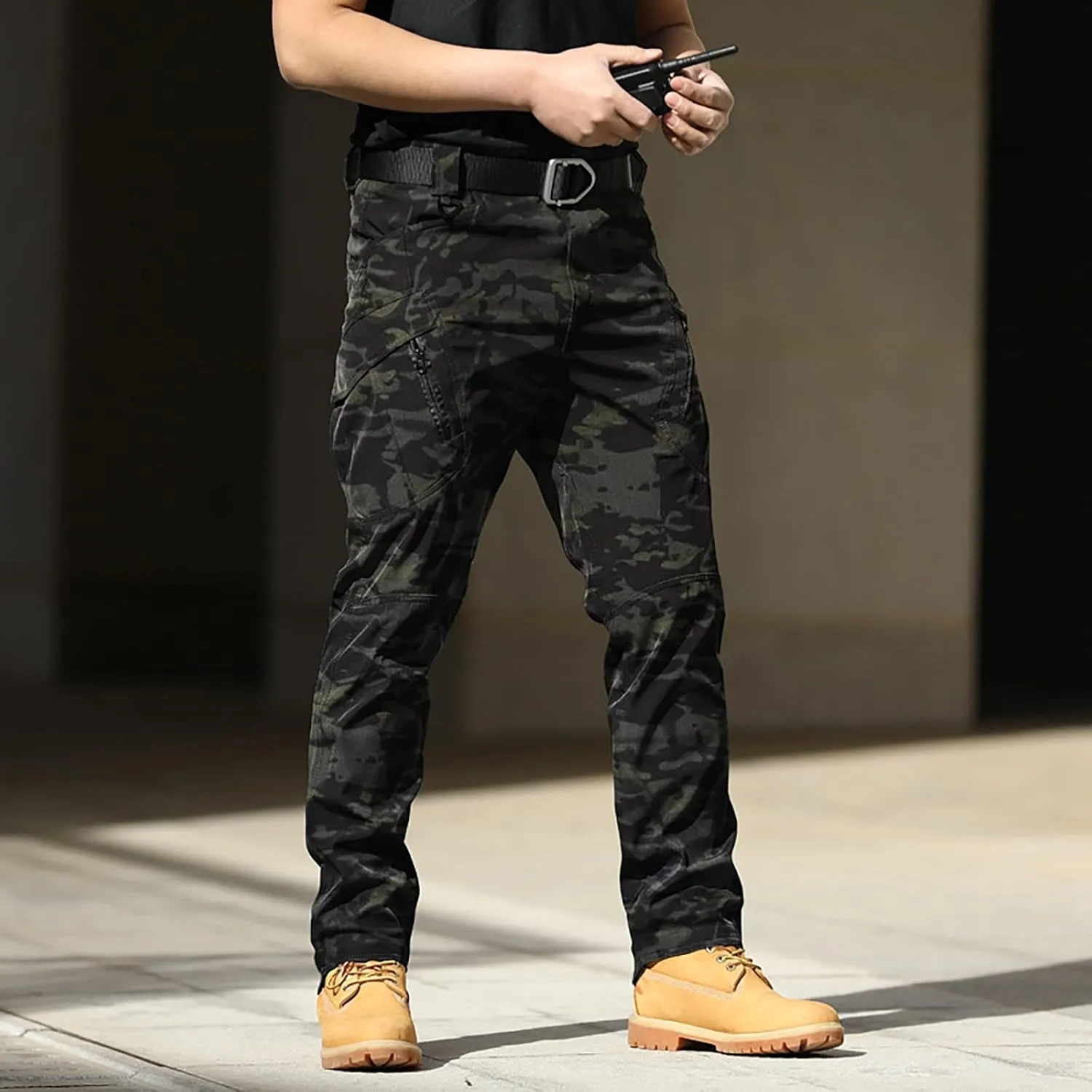 Mens Resort Wear 2025 Tactical Pants Water Resistant Cargo Camo Hiking Multi Pockets Relaxed Fit Quick Dry Work Pants