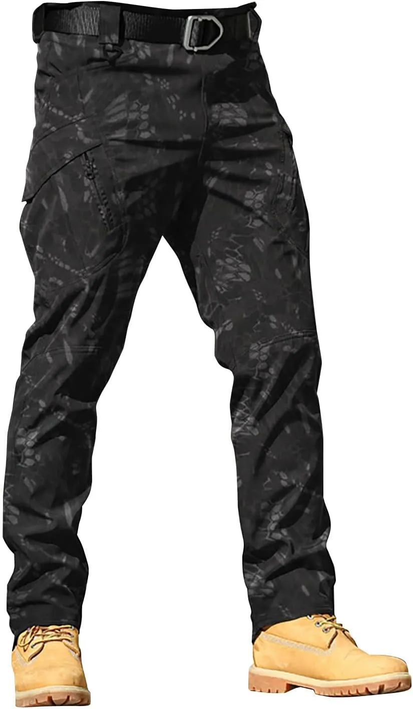 Mens Resort Wear 2025 Tactical Pants Water Resistant Cargo Camo Hiking Multi Pockets Relaxed Fit Quick Dry Work Pants
