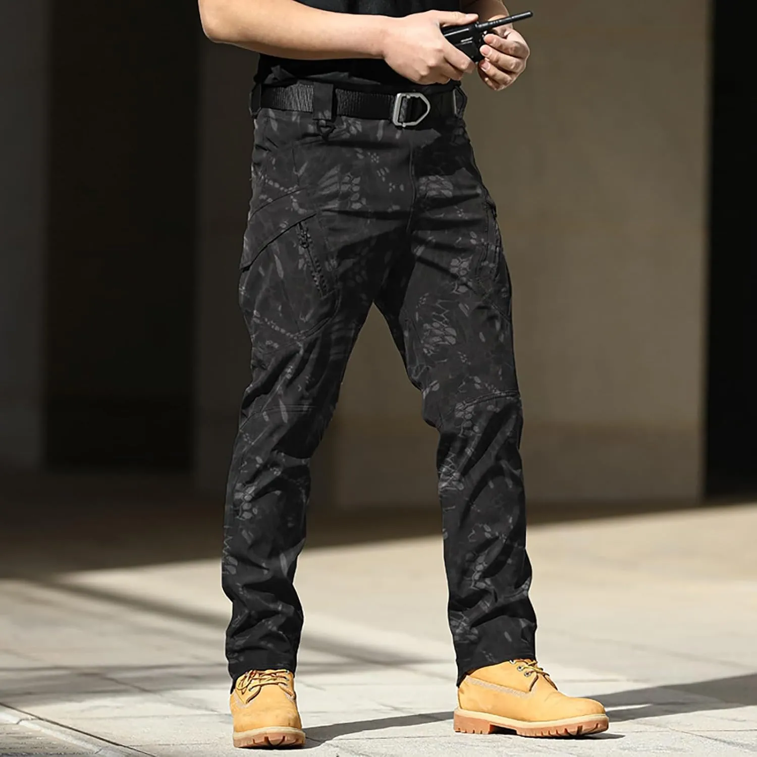 Mens Resort Wear 2025 Tactical Pants Water Resistant Cargo Camo Hiking Multi Pockets Relaxed Fit Quick Dry Work Pants