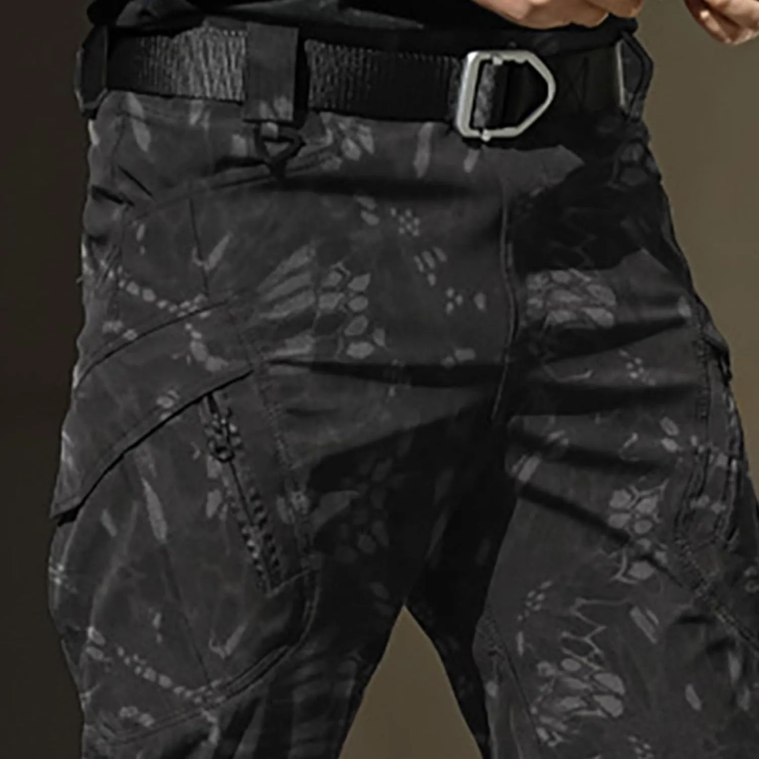 Mens Resort Wear 2025 Tactical Pants Water Resistant Cargo Camo Hiking Multi Pockets Relaxed Fit Quick Dry Work Pants