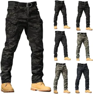 Mens Resort Wear 2025 Tactical Pants Water Resistant Cargo Camo Hiking Multi Pockets Relaxed Fit Quick Dry Work Pants