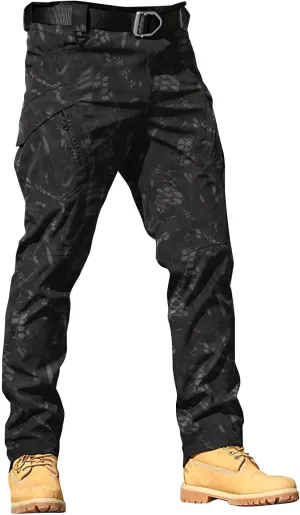 Mens Resort Wear 2025 Tactical Pants Water Resistant Cargo Camo Hiking Multi Pockets Relaxed Fit Quick Dry Work Pants