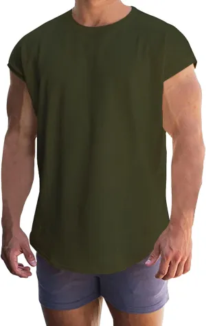 Men's Sleeveless Tank Tops Workout Athletic Muscle Cut Shirts Moisture Wicking Quick Dry Sport Big and Tall Tee Shirt