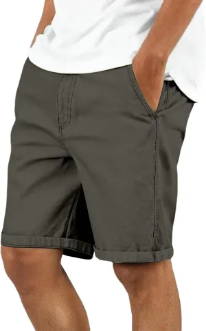 Men's Stretch Chino Short Performance Relaxed Fit Cargo Shorts Summer Lightweight Outdoor Hiking Short with Pocket