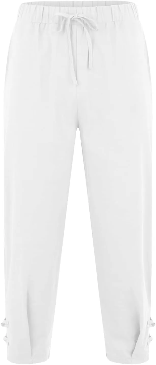 Mens Summer Capri Pants Cotton & Linen Cargo Hiking Casual Loose Cropped Pants Summer Lightweight Quick Drying Trousers 2024