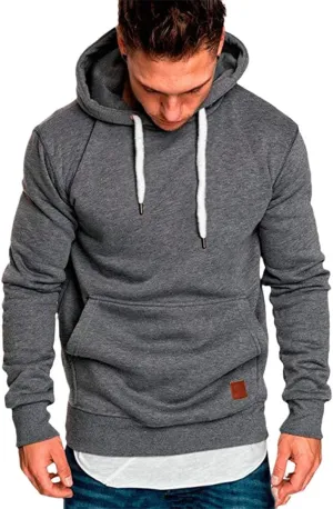 Mens Sweatshirt Long Sleeve Autumn Casual Hoodies Pullover with Pockets Workout Hoodies for Men