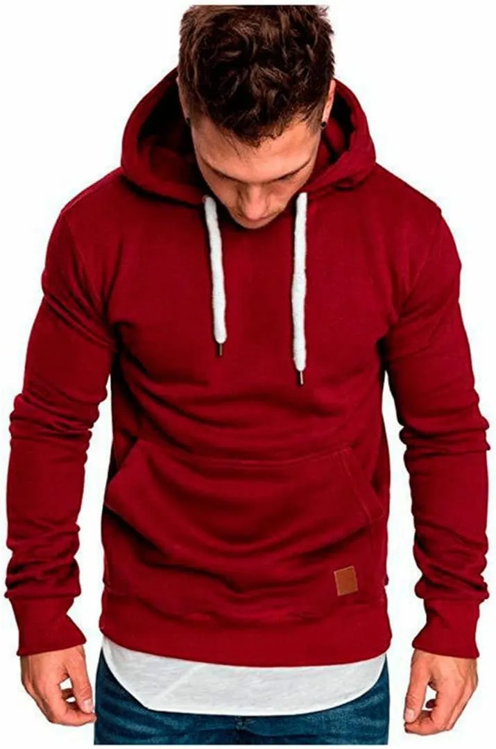 Mens Sweatshirt Long Sleeve Autumn Casual Hoodies Pullover with Pockets Workout Hoodies for Men