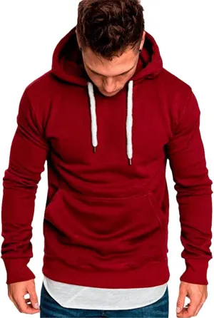 Mens Sweatshirt Long Sleeve Autumn Casual Hoodies Pullover with Pockets Workout Hoodies for Men