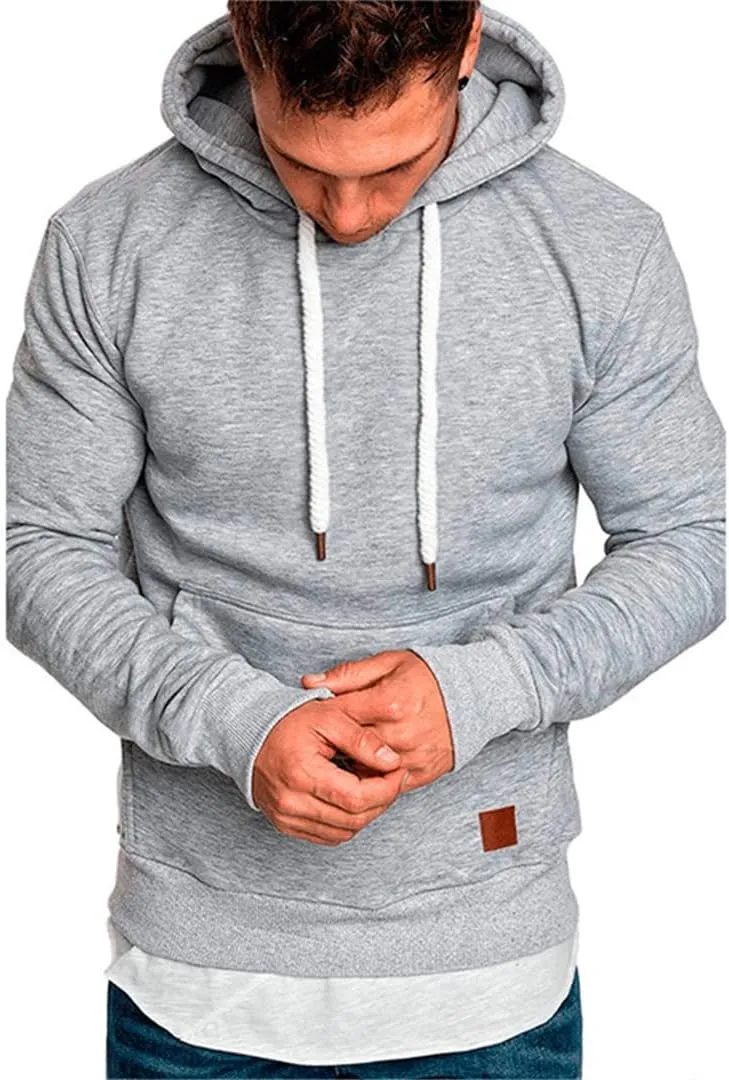 Mens Sweatshirt Long Sleeve Autumn Casual Hoodies Pullover with Pockets Workout Hoodies for Men