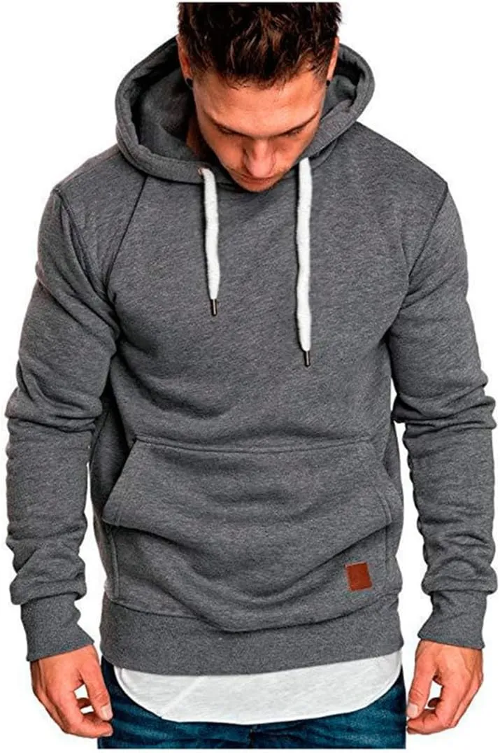 Mens Sweatshirt Long Sleeve Autumn Casual Hoodies Pullover with Pockets Workout Hoodies for Men