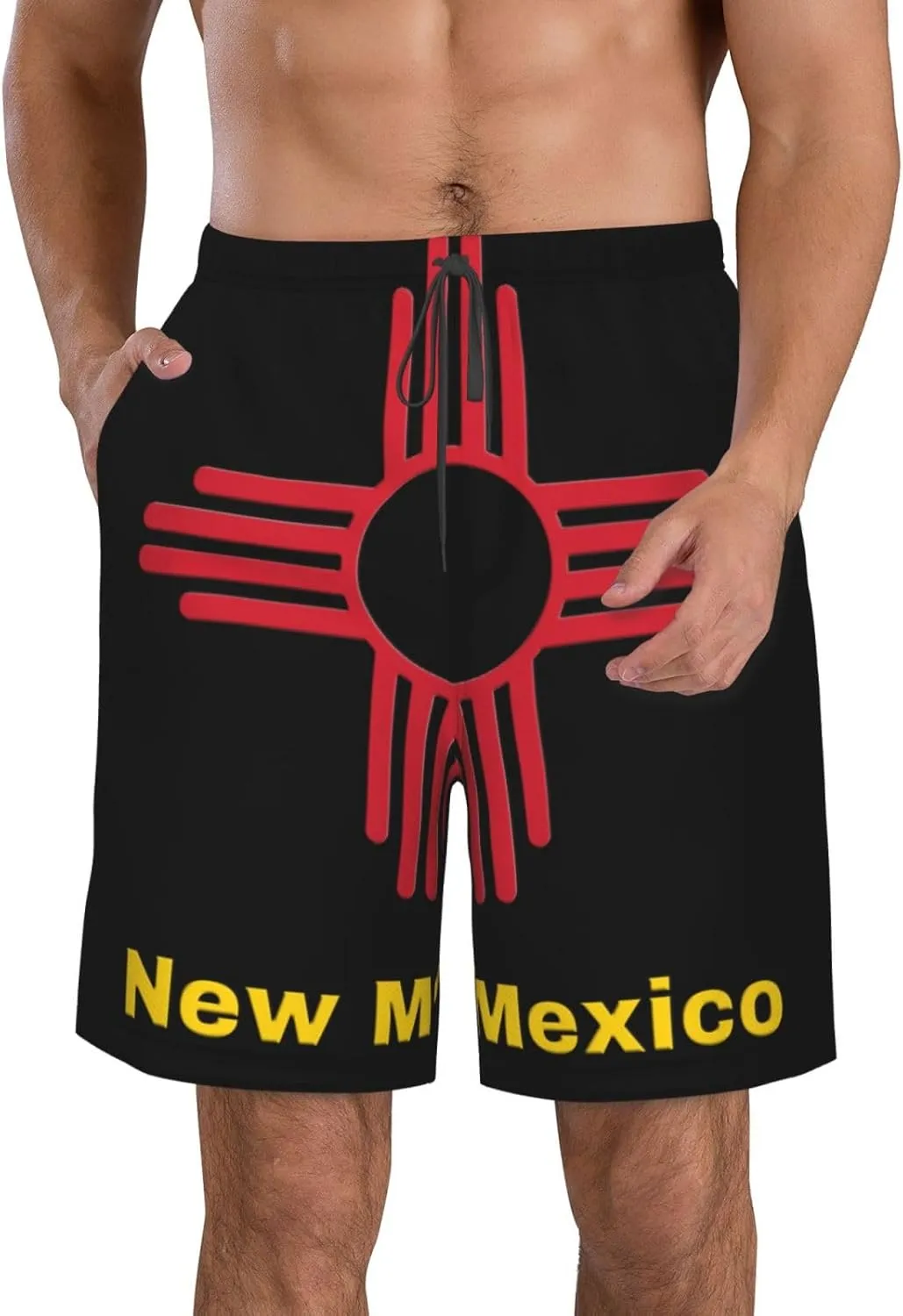 Men's Swim Trunks Beach Shorts Quick Dry Running Shorts Comfortable Loose Shorts Swimsuit Pants with Pockets