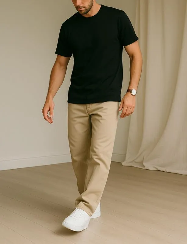 Men's T-Shirts 3 Pack, Short Sleeves Crew Neck Plain Fitted Tees 100% Combed Cotton Multipack Basic T Shirts for Men