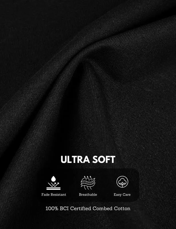 Men's T-Shirts 3 Pack, Short Sleeves Crew Neck Plain Fitted Tees 100% Combed Cotton Multipack Basic T Shirts for Men