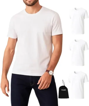 Men's T-Shirts 3 Pack, Short Sleeves Crew Neck Plain Fitted Tees 100% Combed Cotton Multipack Basic T Shirts for Men