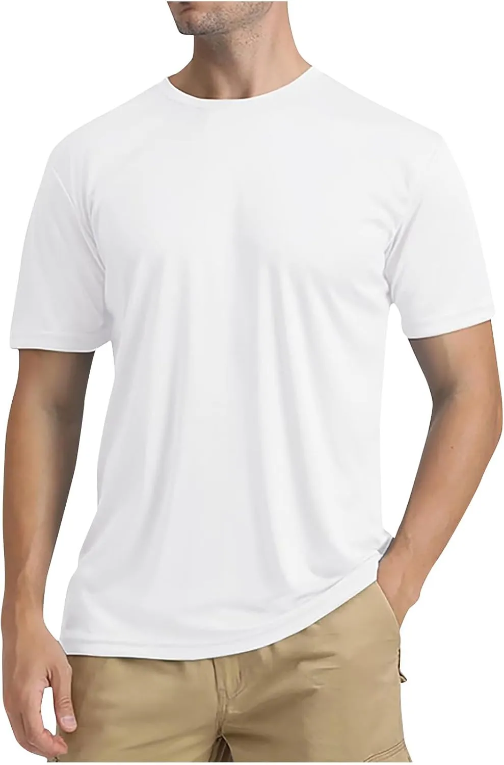 Mens UPF 50  Swim Shirts Sun Protection Short Sleeve Rash Guard Quick Dry SPF UV Lightweight Water Surf Beach T-Shirt