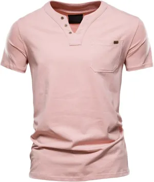Men's V Neck Cotton T-Shirts Big and Tall Comfy Short Sleeve Summer Casual Tee Tops Solid Casual Basic T Shirts Trendy