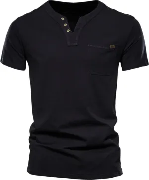 Men's V Neck Cotton T-Shirts Big and Tall Comfy Short Sleeve Summer Casual Tee Tops Solid Casual Basic T Shirts Trendy