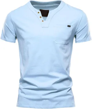 Men's V Neck Cotton T-Shirts Big and Tall Comfy Short Sleeve Summer Casual Tee Tops Solid Casual Basic T Shirts Trendy