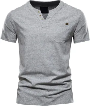 Men's V Neck Cotton T-Shirts Big and Tall Comfy Short Sleeve Summer Casual Tee Tops Solid Casual Basic T Shirts Trendy
