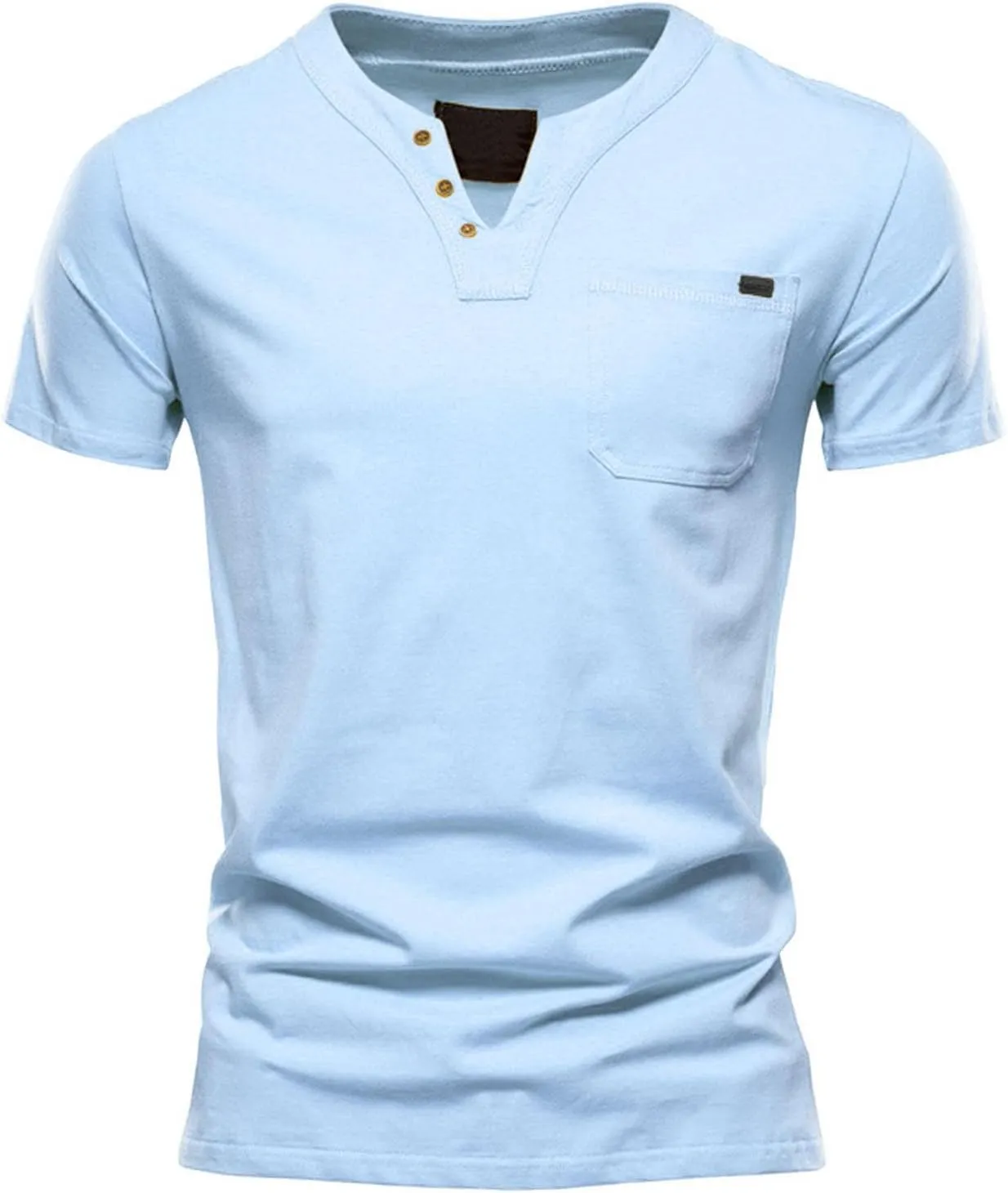Men's V Neck Cotton T-Shirts Big and Tall Comfy Short Sleeve Summer Casual Tee Tops Solid Casual Basic T Shirts Trendy