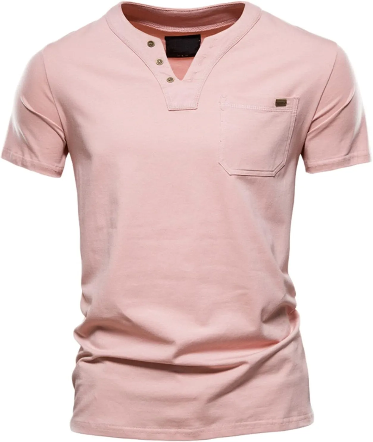 Men's V Neck Cotton T-Shirts Big and Tall Comfy Short Sleeve Summer Casual Tee Tops Solid Casual Basic T Shirts Trendy