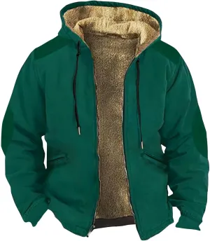 Mens Vintage Fleece Jacket Sherpa Lined Winter Coats Parka Warm Jacket Outerwear Windbreaker Casual Hoodies Hooded