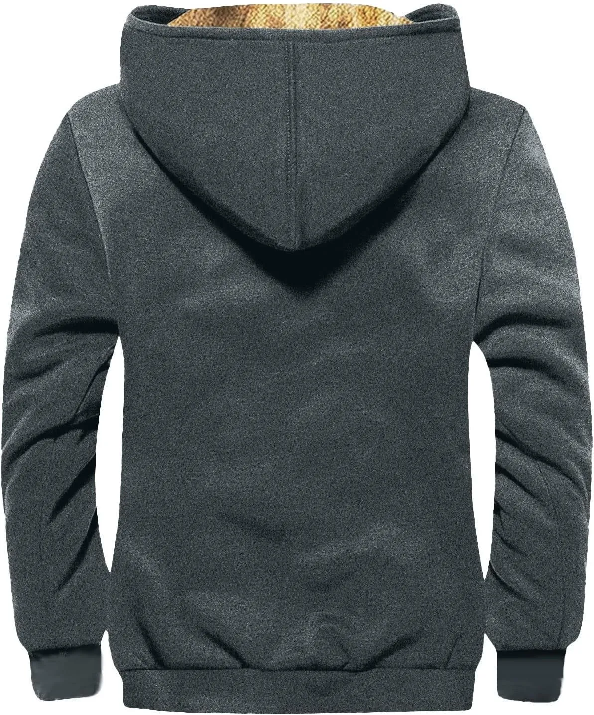 Mens Vintage Fleece Jacket Sherpa Lined Winter Coats Parka Warm Jacket Outerwear Windbreaker Casual Hoodies Hooded