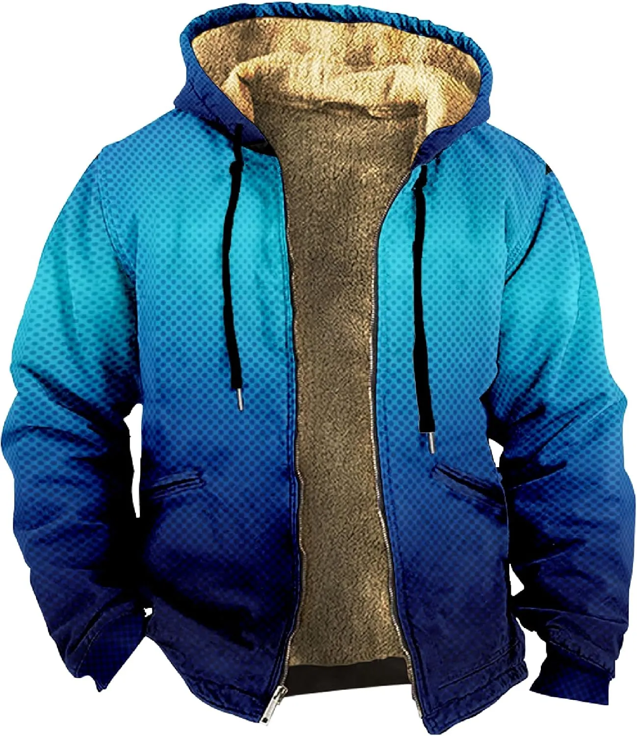 Mens Vintage Fleece Jacket Sherpa Lined Winter Coats Winter Warm Cozy Outerwear Windbreaker Casual Hoodies Hooded