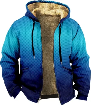 Mens Vintage Fleece Jacket Sherpa Lined Winter Coats Winter Warm Cozy Outerwear Windbreaker Casual Hoodies Hooded