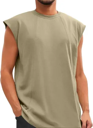 Mens Workout Tank Tops Big and Tall Quick Dry Muscle Cut Tee Shirts Sleeveless UPF 50  Sweat Shirt Basic Summer Tops