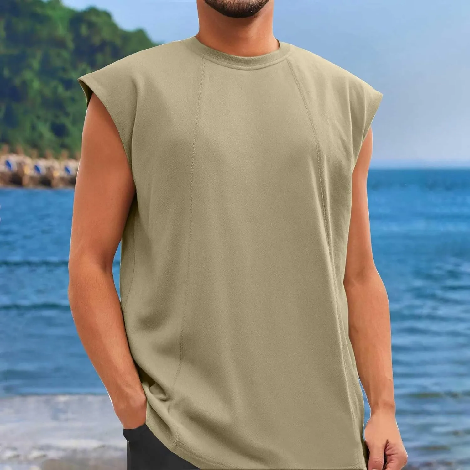 Mens Workout Tank Tops Big and Tall Quick Dry Muscle Cut Tee Shirts Sleeveless UPF 50  Sweat Shirt Basic Summer Tops