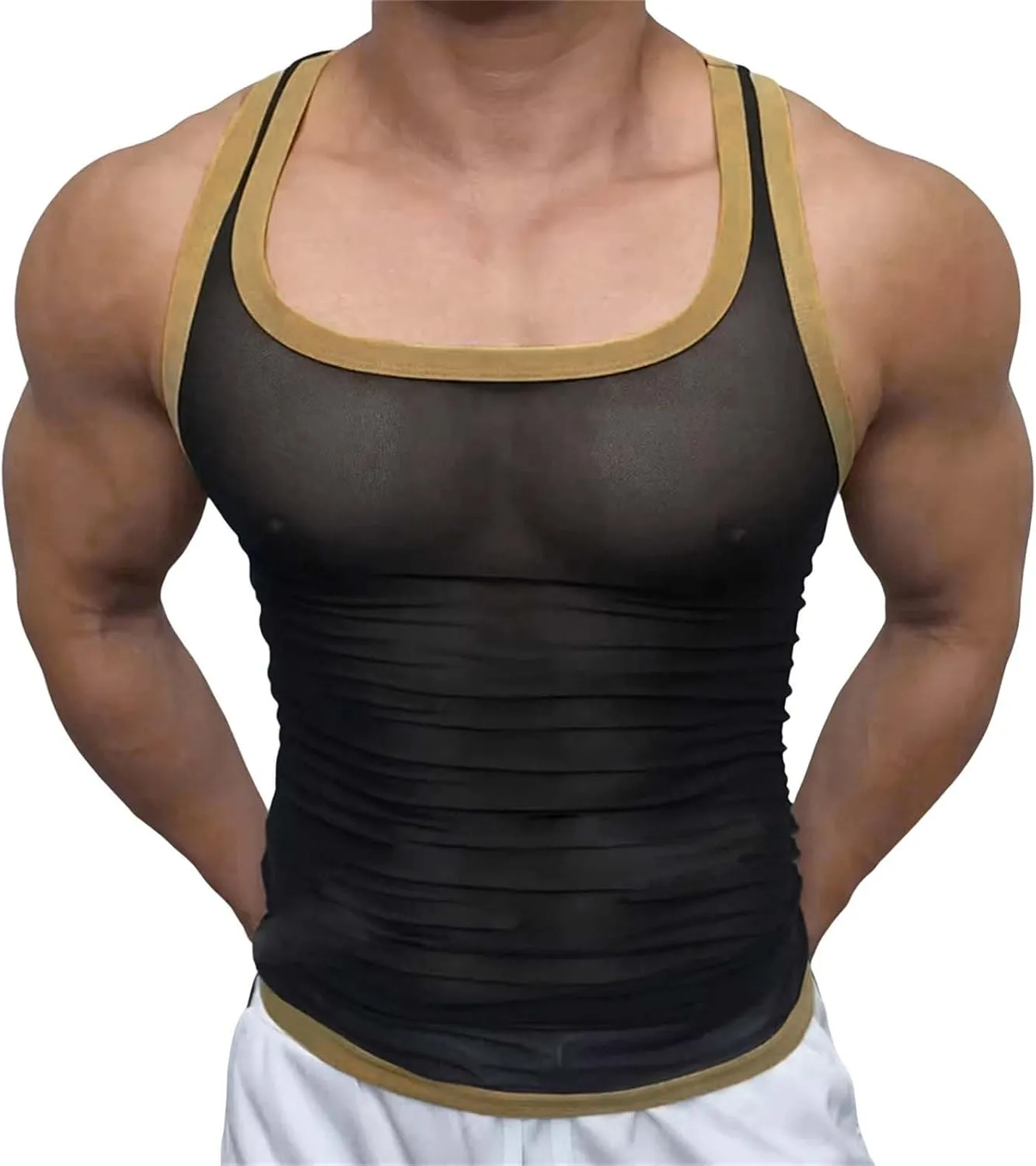 Men's Workout Tank Tops Quick Dry Sleeveless Square Neck Vest Lightweight Moisture Wicking Gym Workout Muscle Shirts